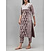 Purple 60's cotton printed kurti with embroidery and matching bottom