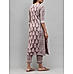 Purple 60's cotton printed kurti with embroidery and matching bottom