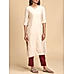 Beige viscose linen kurti with Sequins work