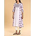 Lilac blue modal chanderi printed kurti with embroidery