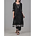 Black modal chanderi printed kurti with embroidery