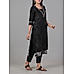 Black modal chanderi printed kurti with embroidery