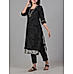 Black modal chanderi printed kurti with embroidery