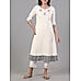 Ivory cotton flax printed kurti with embroidery