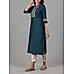 Teal blue denting viscose kurti with embroidery and sequins work