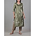 Olive green viscose simmer kurti with embroidery and matching bottom