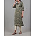 Olive green organza satin kurti with embroidery and matching bottom