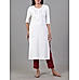 White cotton jacquard kurti with embroidery