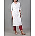 White cotton jacquard kurti with embroidery