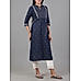 Navy blue cotton dobby kurti with embroidery