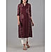 Coffee brown viscose printed kurti with embroidery