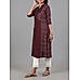 Coffee brown viscose printed kurti with embroidery