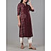 Coffee brown viscose printed kurti with embroidery