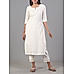 Ivory cotton jacquard kurti with princess cut