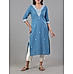 Light blue cotton slub kurti with embroidery