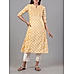 White 60's cotton printed kurti with embroidery