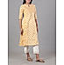 White 60's cotton printed kurti with embroidery