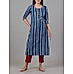 Denim blue 60's cotton printed kurti with embroidery