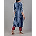 Denim blue 60's cotton printed kurti with embroidery