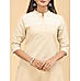 Beige handloom cotton kurti with embroidery and lace detailing