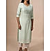 Pastel green cotton dobby kurti with embroidery