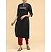 Black cotton flax kurti with embroidery