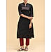 Black cotton flax kurti with embroidery