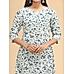 Multi-colour cotton flax floral printed princess cut kurti with embroidery