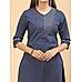 Navy blue cotton kurti with foil print and embroidery