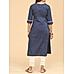 Navy blue cotton kurti with foil print and embroidery