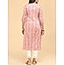 Blossom pink viscose blended kurti with embroidery