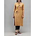 Mustard yellow viscose plain kurti with embroidery