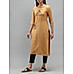 Mustard yellow viscose plain kurti with embroidery