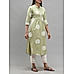 Green cotton flax kurti with print