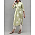 Green cotton flax kurti with print