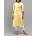 Pale yellow cotton dobby kurti with embroidery