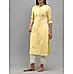 Pale yellow cotton dobby kurti with embroidery