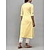 Pale yellow cotton dobby kurti with embroidery