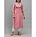 Pink cotton dobby kurti with embroidery