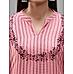 Pink cotton dobby kurti with embroidery