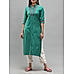 Rama green cotton dobby kurti with embroidery