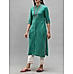 Rama green cotton dobby kurti with embroidery