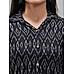 Black viscose printed kurti with button placket