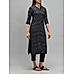 Black viscose printed kurti with button placket