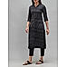 Black viscose printed kurti with button placket