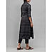 Black viscose printed kurti with button placket