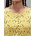 Lemon yellow cotton slub printed kurti with lace detailing