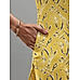 Lemon yellow cotton slub printed kurti with lace detailing