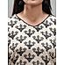 Beige cotton flax printed kurti with lace detailing