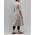 Beige cotton flax printed kurti with lace detailing